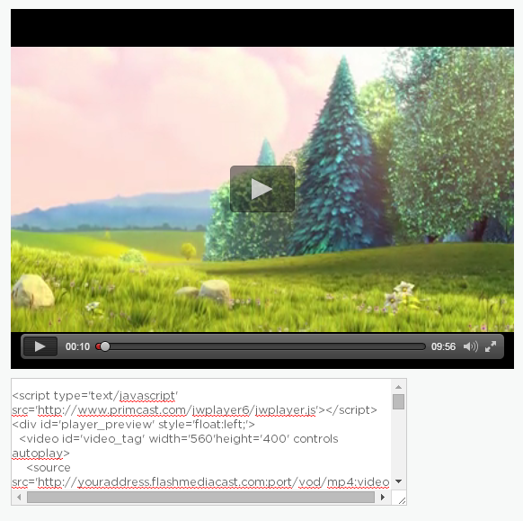 Wowza VOD-Tutorial Wowza VOD - embed the generated player code on your website